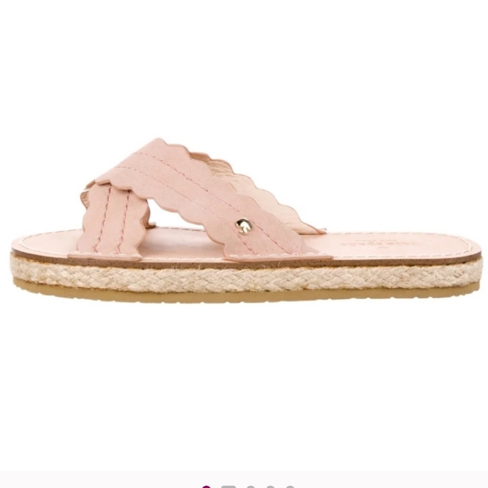 Kate Spade Ibiza Taupe Pink Scallop Edge Espadrille Slide Sandal Womens 8.5